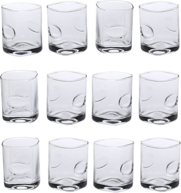 Somil (Pack of 12) New Stylish & Designer Baverage Tumbler Multipurpose Clear Glass -GL51 (Set Of 12) Glass Set Whisky Glass  (230 ml, Glass, Clear)