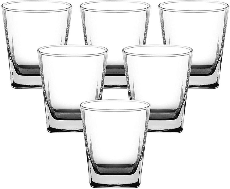 MD REATIL (Pack of 6) Crystal Clear Plaza Shape Tumbler Set for Water Glass and Juice Glass 6 pcs 290 ml Glass Set Water/Juice Glass  (290 ml, Glass, Clear)