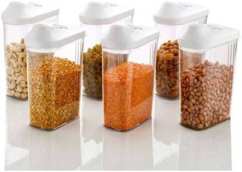 QUISTAL Plastic Cereal Dispenser - 1100  (Pack of 6, Clear, White)