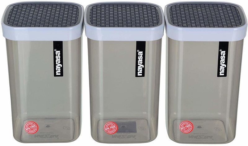 NAYASA Superplast Fusion Plastic Container Set of 3, Grey - 1500 ml Plastic Grocery Container  (Pack of 3, Grey)