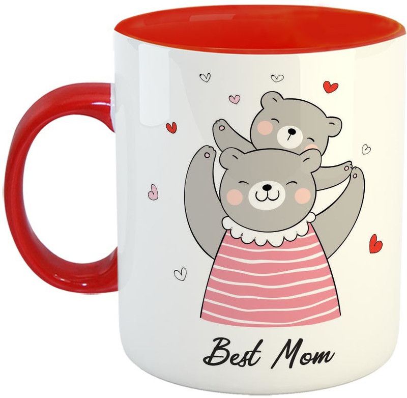 Furnish Fantasy Best Mom Ceramic Coffee - Best Birthday Gift for Mom / Mother's Day Gift - Color - Red (0887) Ceramic Coffee Mug  (350 ml)