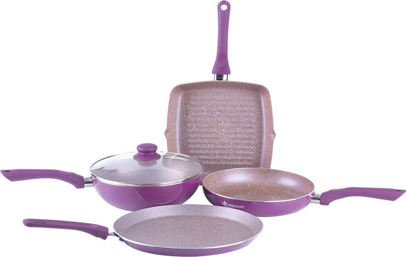 WONDERCHEF Wonderchef Royal Velvet Mega Set Induction Bottom Non-Stick Coated Cookware Set  (Aluminium, 4 - Piece)