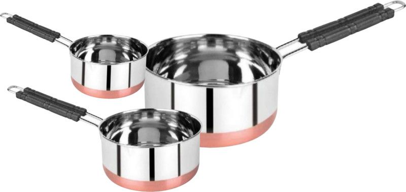 wecook Cb saucepan Sauce Pan 18 cm, 19 cm, 20 cm diameter 2.5 L, 3 L, 3.5 L capacity  (Stainless Steel)