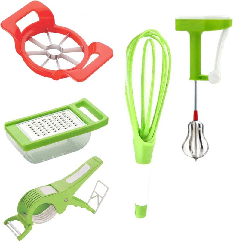 pSmart Kitchen Tool Combo Set Cheese Grater,Apple Cutter,Plastic Whisk,Hand Blender Kitchen Tool Set  (Multicolor, Cutter, Grater, Measuring Jug, Blender)
