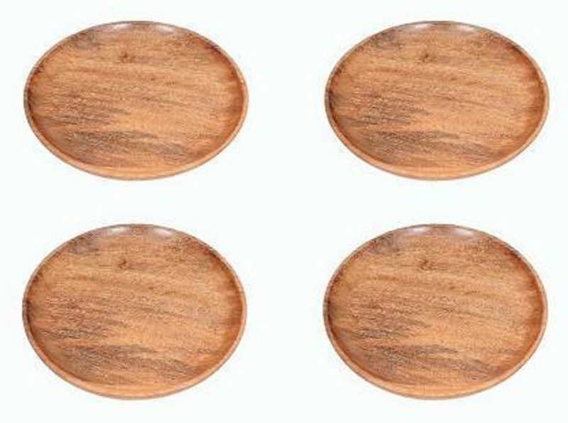 Noblewoodcrafts Noble wood crafts Wooden Plate Pack of Set 4 (Combo Offer) 12inch Dinner Plate (4 Dinner Plate) Dinner Plate  (Pack of 4, Microwave Safe)