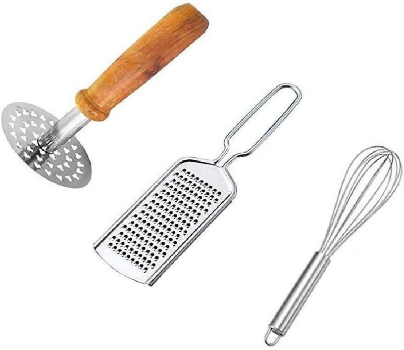 Rangera Export Combo Flexible with Egg Whisker and Stainless Steel Potato Masher Kitchen Tool Set Kitchen Tool Set Kitchen Tool Set  (Grater, Masher, Whisk)