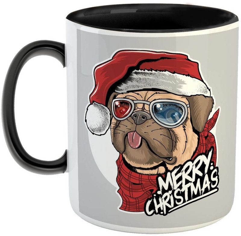Furnish Fantasy Christmas Ceramic Coffee - Best Gift for Christmas - Color - Black (1041) Ceramic Coffee Mug  (350 ml)