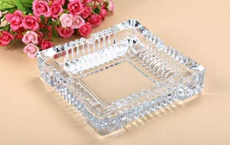 SPIRITUAL HOUSE Ash Tray for Cigarette, Cigar Smoking for Clear Crystal Ashtray  (Pack of 1)