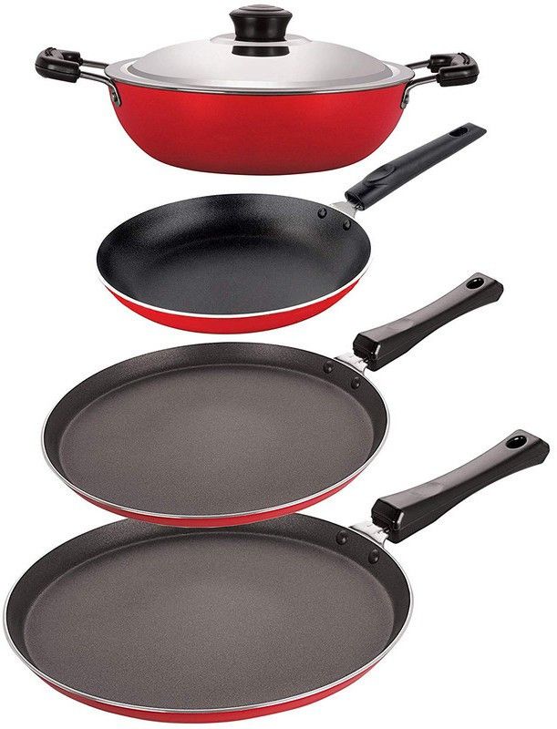 NIRLON Non-Stick Coated Cookware Set  (Aluminium, Stainless Steel, 4 - Piece)