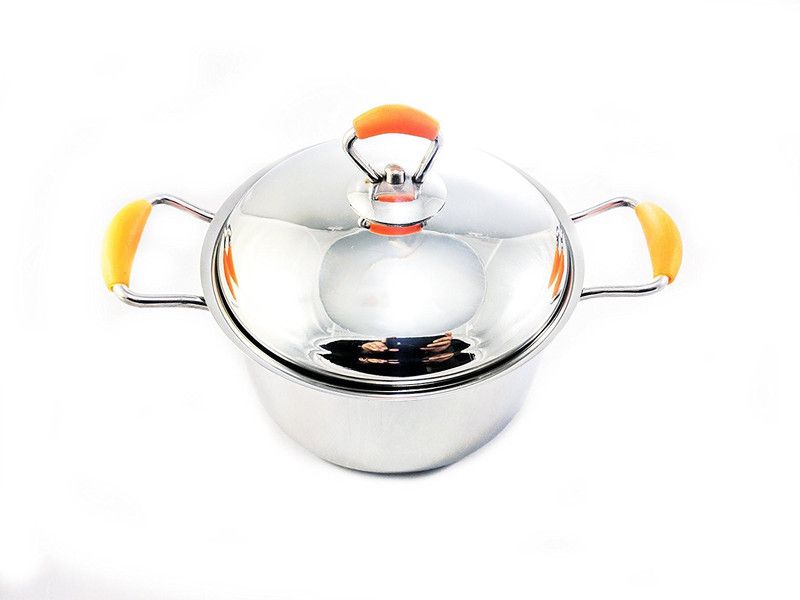 eKitchen SS Dutch Oven Pot 20 cm diameter 3.7 L capacity with Lid  (Stainless Steel)