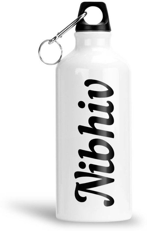 Furnish Fantasy Aluminium Water Bottle 750ml - Best Gift for Happy Birthday, Return Gift, Nibhiv 750 ml Bottle  (Pack of 1, White, Black, Aluminium)