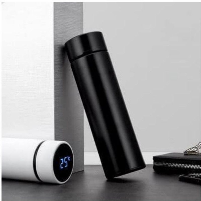 Oink Temperature Bottle with LED Display with Touch Screen 500ml (Black)-SET OF 1-Z15 500 ml Bottle  (Pack of 1, Black, Steel)