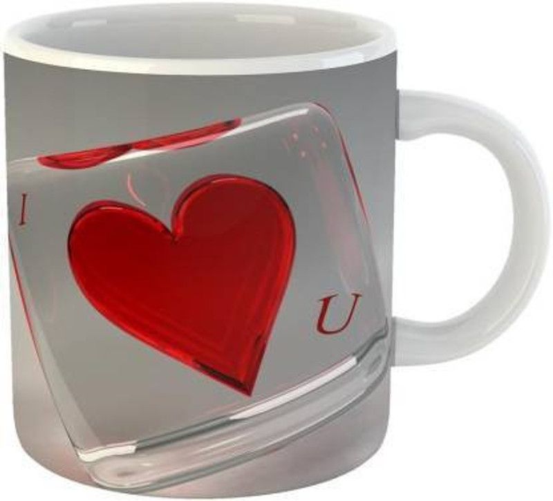 UT Creation Best Crystal Heart mug for Valentine Day|Propose Day gift Rose Day gift Ceramic Coffee Mug  (350 ml)