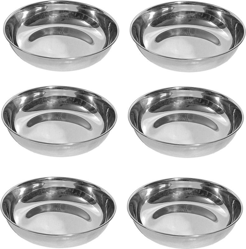 A & H ENTERPRISES Stainless Steel Solid Dessert Bowl Katori Set for Dining ( Pack of 6 ) Stainless Steel Dessert Bowl  (Steel, Pack of 6)