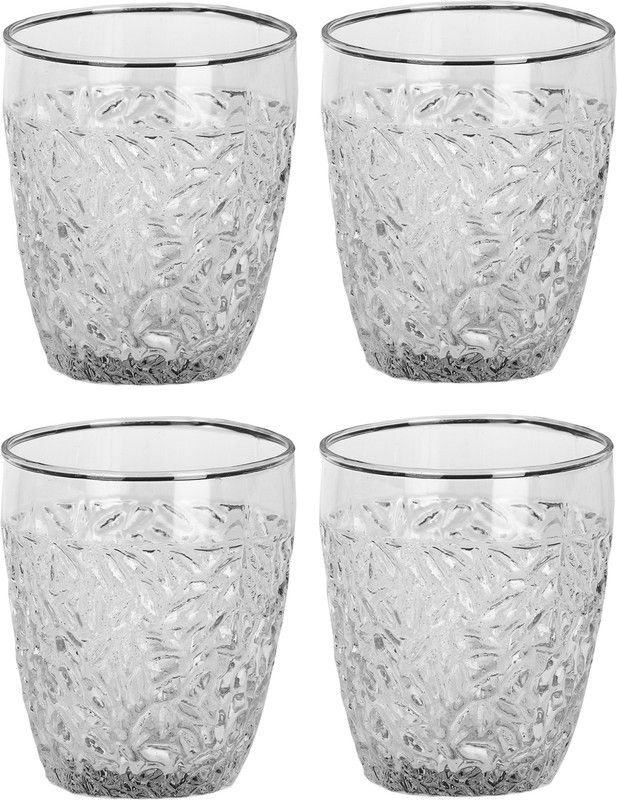Somil (Pack of 4) Multipurpose Designer But Transparant Four Glass Set No_2142 Glass Set Whisky Glass  (330 ml, Glass, Clear)