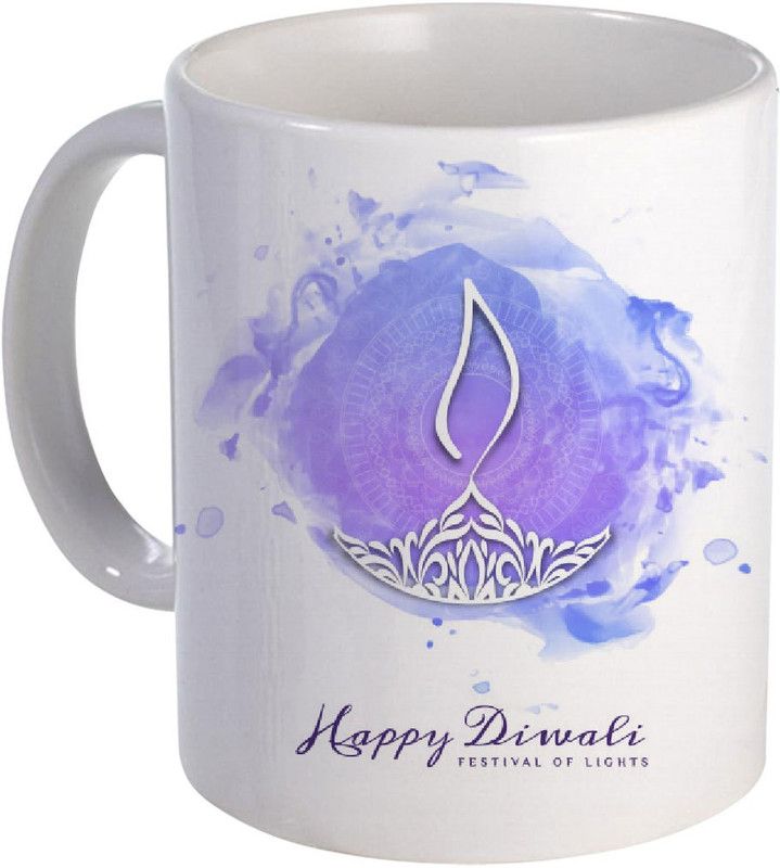 COLOR YARD happy diwali abstract modern decorative background design on Ceramic Coffee Mug  (320 ml)