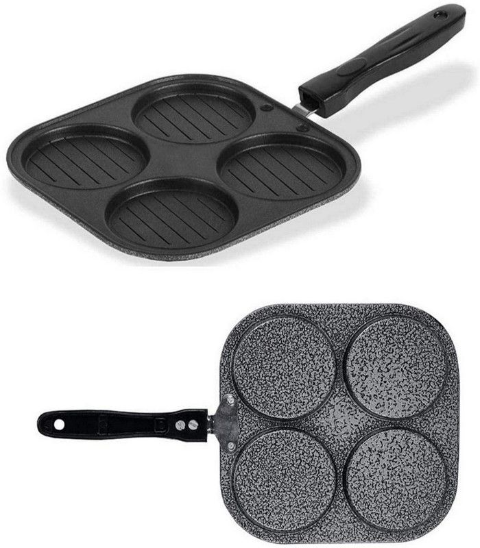 RBGIIT Nonstick Grill Mini Uttapam Multi-Snack Maker 4 in 1 Fry Pan RS-73 Wok 0.125 L capacity 19.5 cm diameter  (Aluminium, Non-stick, Induction Bottom)