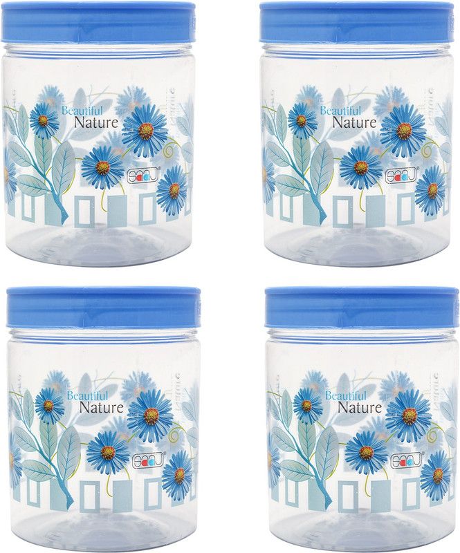 Klaviyo Plastic Grocery Container - 1000 ml  (Pack of 4, Blue)
