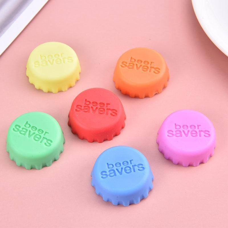 play run ™6 Pcs Lid Beer Saver Bottle Cap Leak Free Beer Bottle Sealer Stopper Silicone Bottle Stopper  (Yellow, Green, Blue, Pink, Orange, Red)