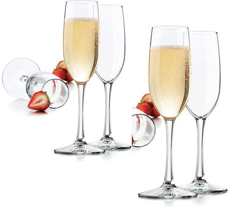 JIGSHTIAL (Pack of 4) Wine Glass, Red or White Wine, Champagne Flutes, Glass Glass Set Glass Set Champagne Glass  (170 ml, Glass, Clear)