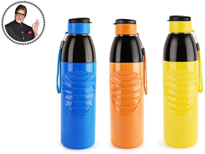 cello Puro Steel-X Zen Insulated Bottle, 600ml,Set of 3, Multicolor 600 ml Bottle  (Pack of 3, Multicolor, Plastic)
