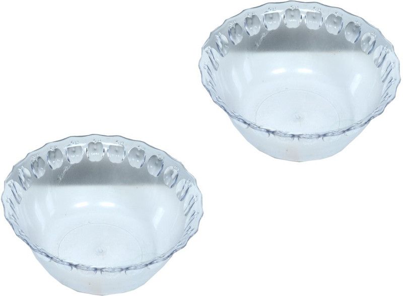swift international Plastic Serving Bowl 12 Inch Transpatent Apple Design Round Serving Bowl, Poly carbonate Lunch Dinner Bowl, Multipurpose Bowls for Serving Curry, Pudding, Ice Cream, Soups, Desserts  (Pack of 2, Clear)