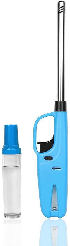 LINASHA Flame Refillable Gas Lighter for Kitchen Gas Stove Flame with Adjustable Gun Flame Plastic Gas Lighter  (Blue, Pack of 1)