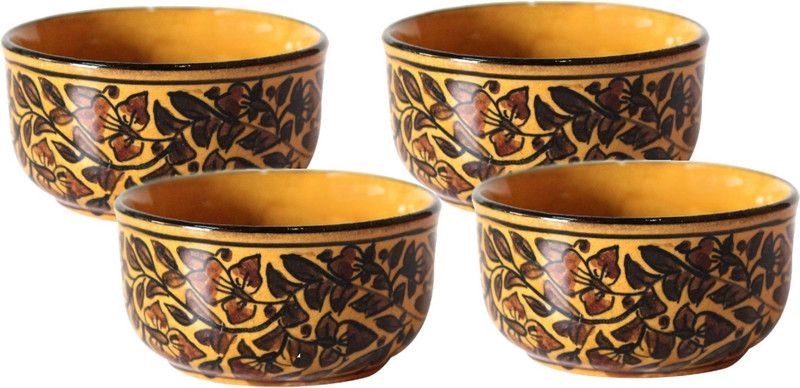 INDIA MEETS INDIA Ceramic Dessert Bowl Ceramic Snack Bowls Dessert Bowl Mixing Bowls Dinner Bowls set of 4, Brown  (Pack of 4, Brown)