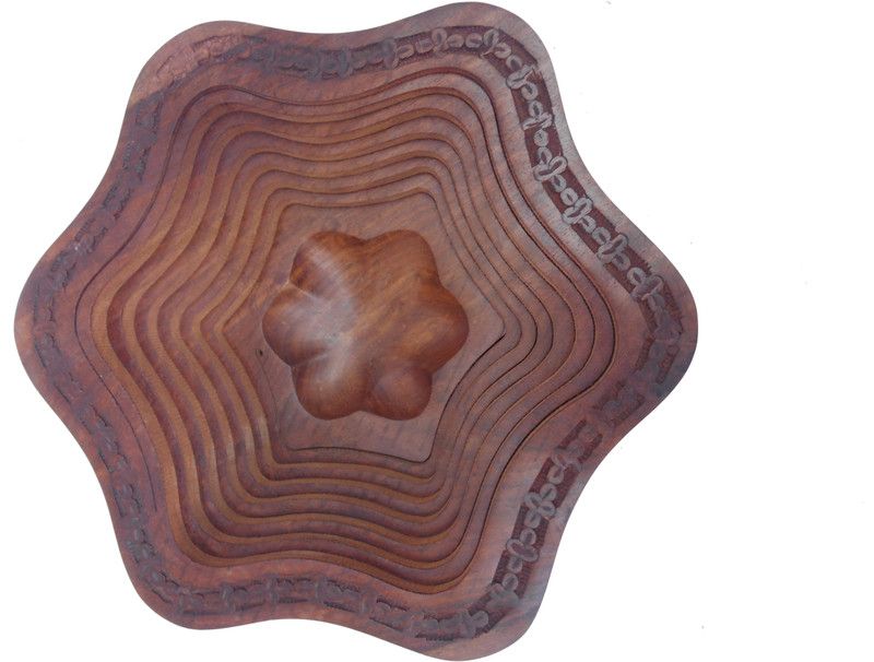 Handicraft SHEESHAM WOOD MADE STAR SHAPE SPRING Wood Fruit & Vegetable Basket  (Brown)