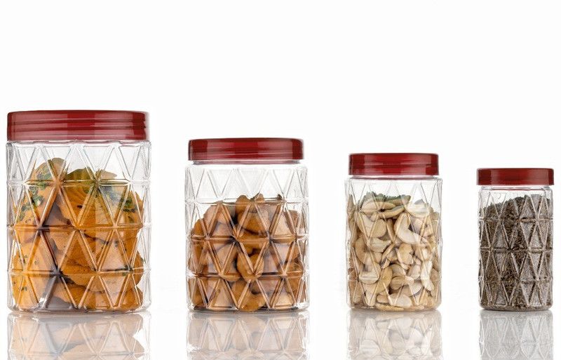 Viha Plastic Grocery Container - 1200 ml, 650 ml, 350 ml  (Pack of 4, Brown, Violet)