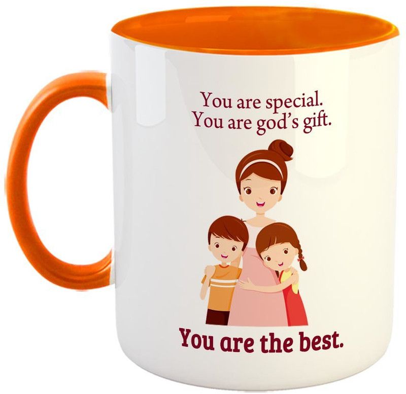 FABTODAY You are special You are God's Gift Coffee - Best Gift for Mom on Birthday / Mother's Day - Color - Orange Ceramic Coffee Mug  (350 ml)