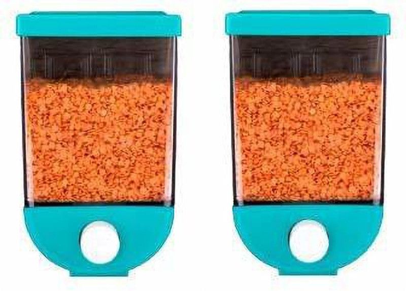 NETXE 02 Wall-Mounted Plastic Kitchen Push Container for Pulses, Beans, Grain, Nuts, Oatmeal and Candy Storage Dispenser, Big Size 1100 ML (Multicolor) ( Color : Blue, Pink (Random color will send. ) Kitchen Tool Set  (Measuring Jug)