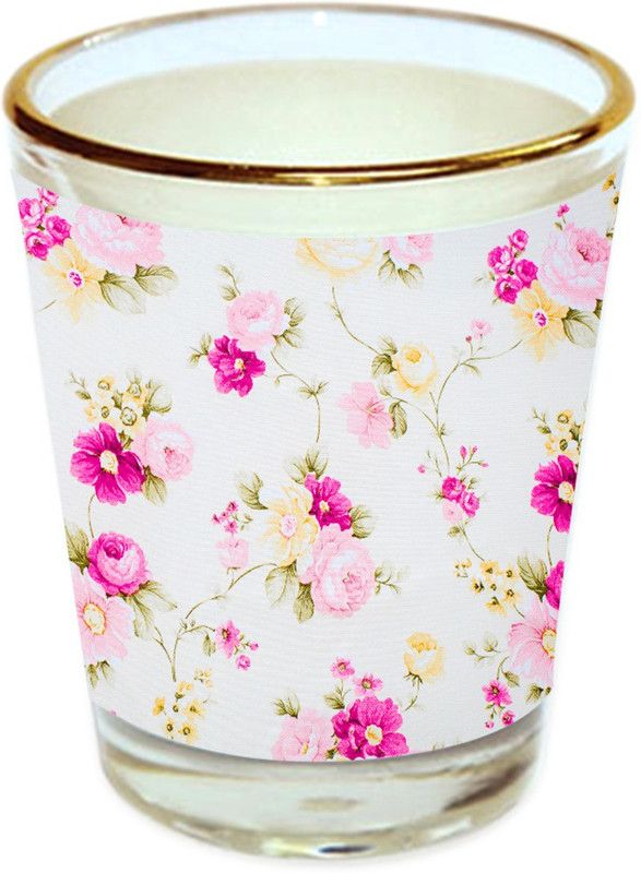 Sri Sai Shopping vodka shot glass multicolor floral design with golden rim for home and bar accessories 40ml (style-10036) Glass Shot Glass  (40 ml, Glass, Multicolor)
