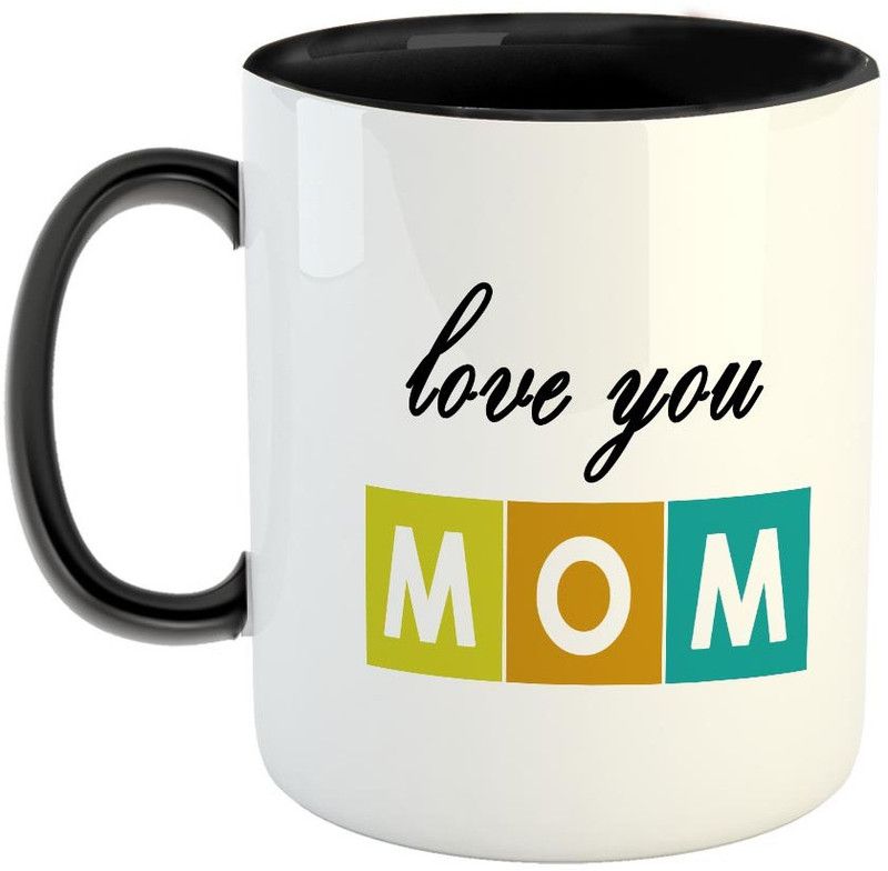 FABTODAY I Love you Mom Coffee - Best Gift for Mom on Birthday/ Mother's Day - Color - Black Ceramic Coffee Mug  (350 ml)