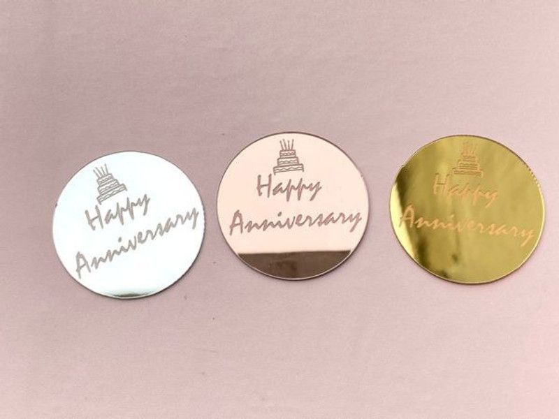 Bakewareind Happy Anniversary Coin Toppers,10pc Pack Cake Topper  (Pink Pack of 10)