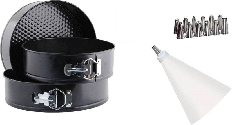 H D Enterprise 12 stainless steel nozzles With Bag & 3 Pcs Cake mould Kitchen Tool Set  (Silver, Baking Tools)