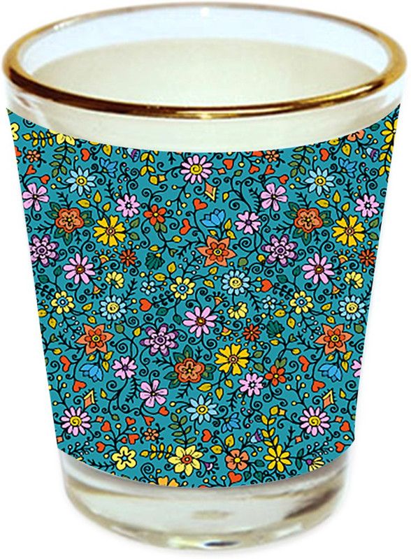 Sri Sai Shopping vodka shot glass multicolor floral design with golden rim for home and bar accessories 40ml (style-10504) Glass Shot Glass  (40 ml, Glass, Multicolor)