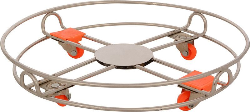 Kanpra Stainless Steel LP Gas Cylinder Trolley with 4 Wheels (Silver) Gas Cylinder Trolley  (Steel, Orange)