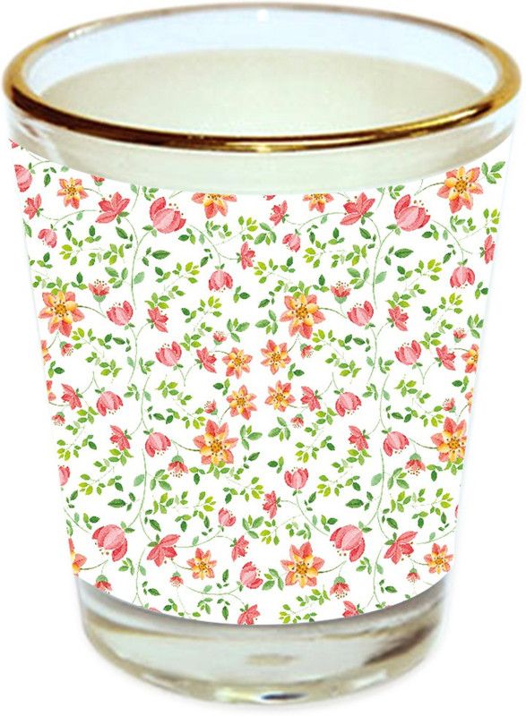 Sri Sai Shopping vodka shot glass multicolor floral design with golden rim for home and bar accessories 40ml (style-10032) Glass Shot Glass  (40 ml, Glass, Multicolor)