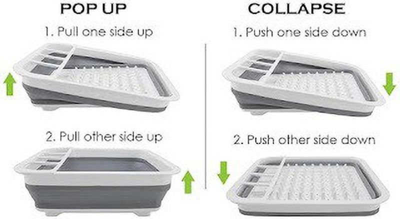Laxmihari Exim Silicone Collapsible Portable Drying Dish Storage Organizer Rack Plastic, Silicone Cutting Board  (White Pack of 1 Dishwasher Safe)