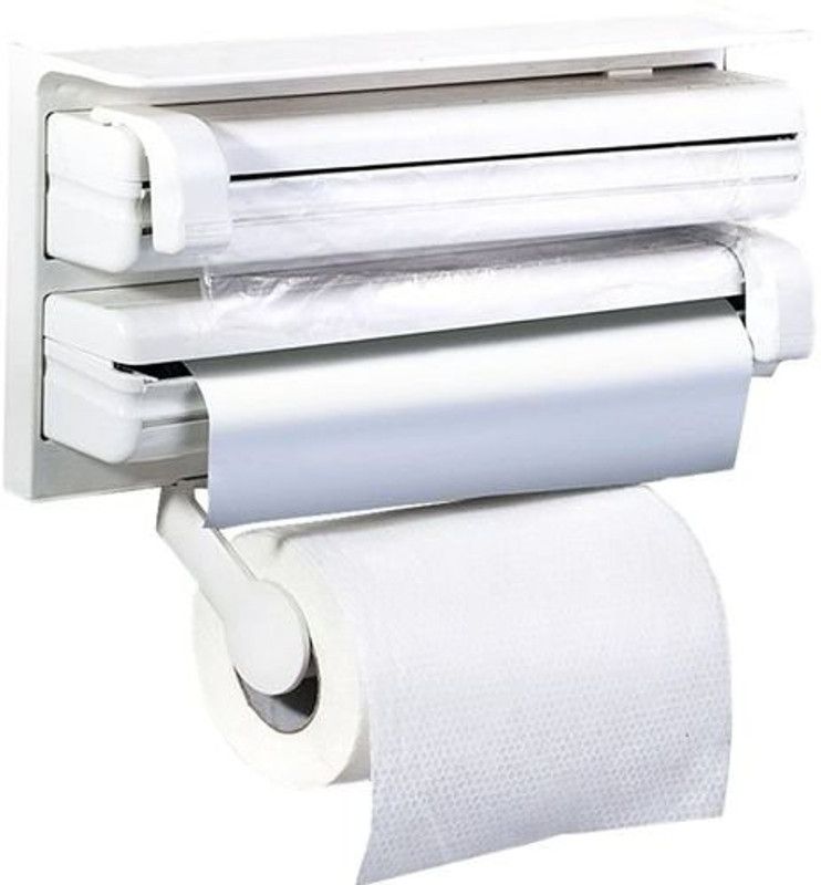 Vivir 3 in 1 Multipurpose Use Kitchen Triple Paper Roll Dispenser & Holder for Kitchen Tissue Roll, Aluminum Foil and Plastic Wrapping Film / Cling Film TPD3 Paper Dispenser