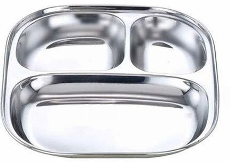 Royals Stainless Steel Pav Bhaji Plate Pack of 1 Dinner Plate  (Dinner Plate)