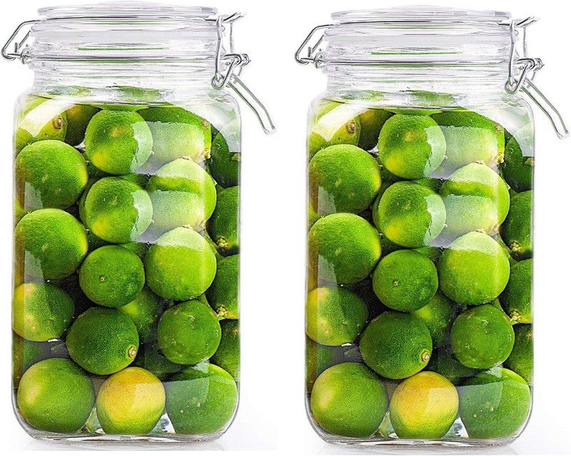 GLASSBAR - 1200 ml Glass Grocery Container  (Pack of 2, Clear)