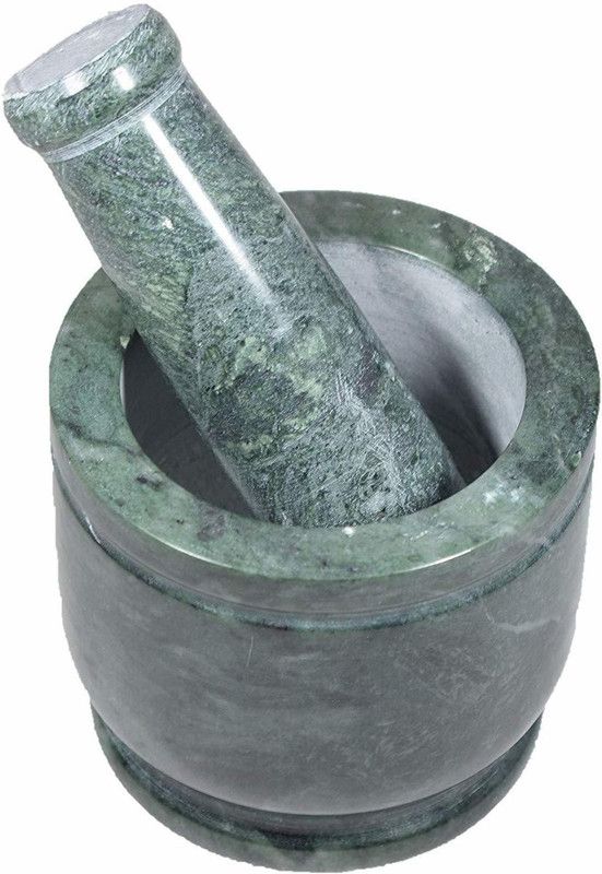 Nupremo ,Mortar And Pestle Set, kharad, masher Spice Mixer/Okhli and musle/Kharal For Kitchen 4 inches,Green Colour Marble Masher  (Pack of 1)
