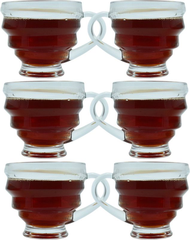 DealFly Pack of 6 Glass New Transparent Tea/Coffee Cup Set (Pack of 6)-CT-39  (Clear, Cup Set)