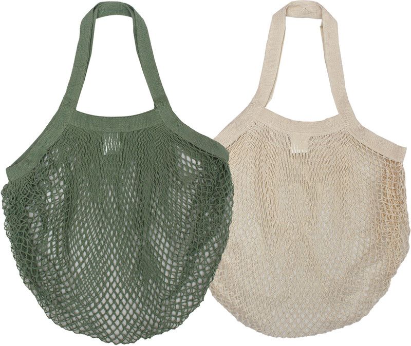 COTTON CANDY Pack of 2 Grocery Bags  (Green, Beige)