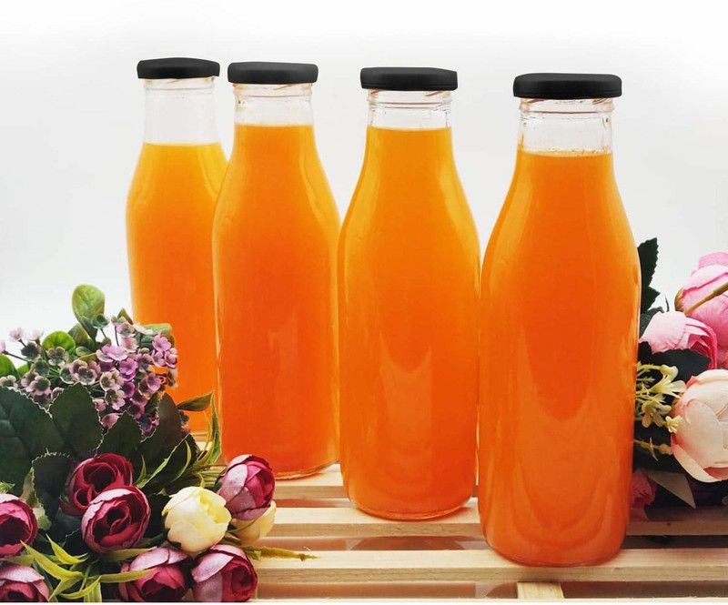 PR Star by PR Star PRWB Transparent Clear Glass Water/Juice/Milk /Storage Bottle Pack of 6 1000 ml Bottle  (Pack of 4, Clear, Glass)