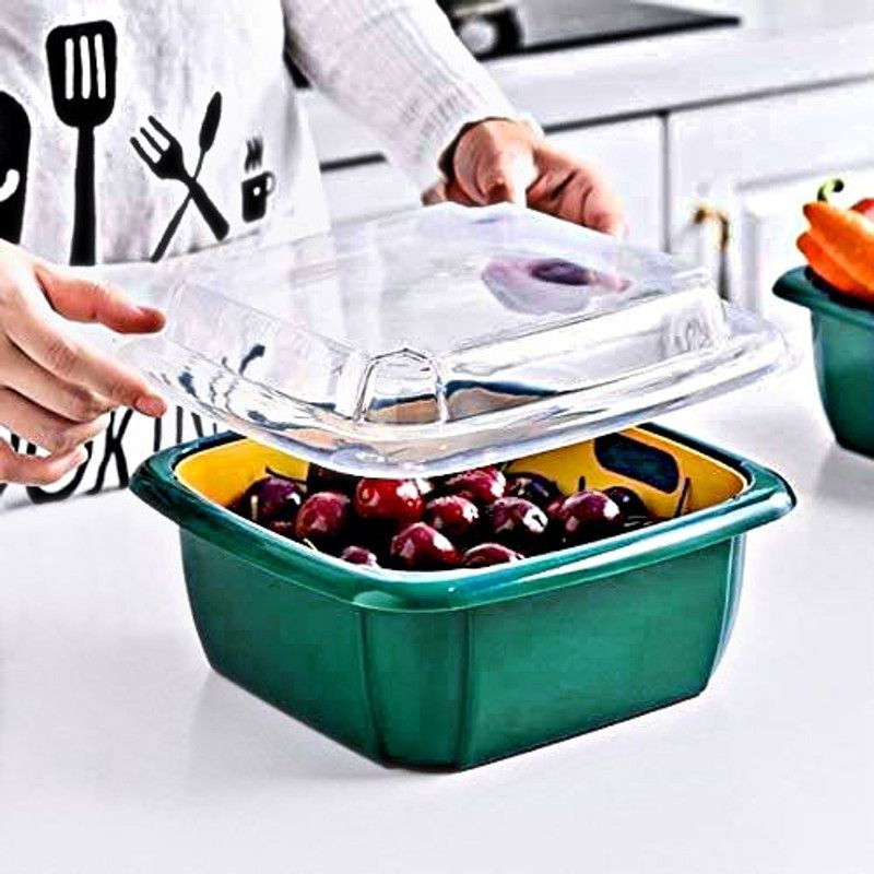 Maitrimart New Product 1 pcs Multipurpose Plastic Rice Pulses Fruits Vegetable Noodles Pasta Washing Bowl & Strainer Washer and Colander (Multicolor Pack of 1) Colander  (Multicolor)