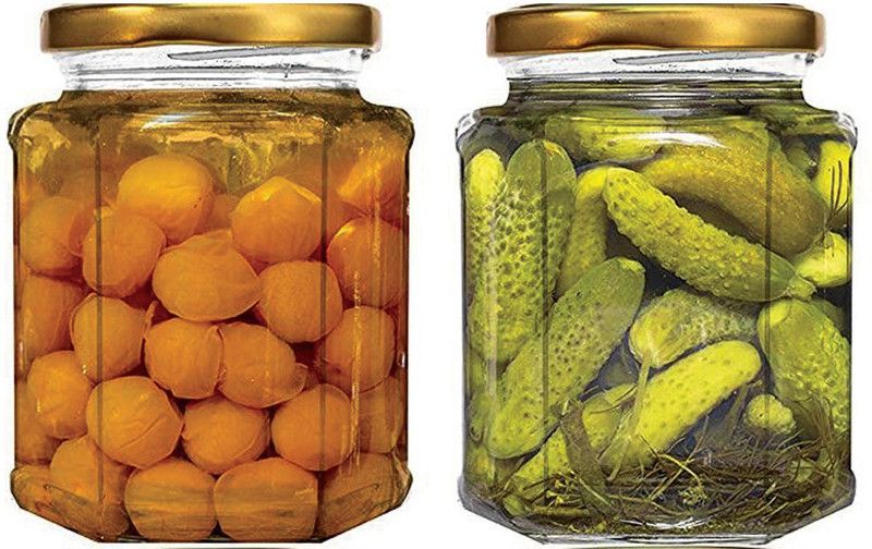 LOOKERIO JAR - 250 ml Glass Cereal Dispenser (Pack of 2, Gold) - 250 ml Glass Grocery Container  (Pack of 2, Clear)
