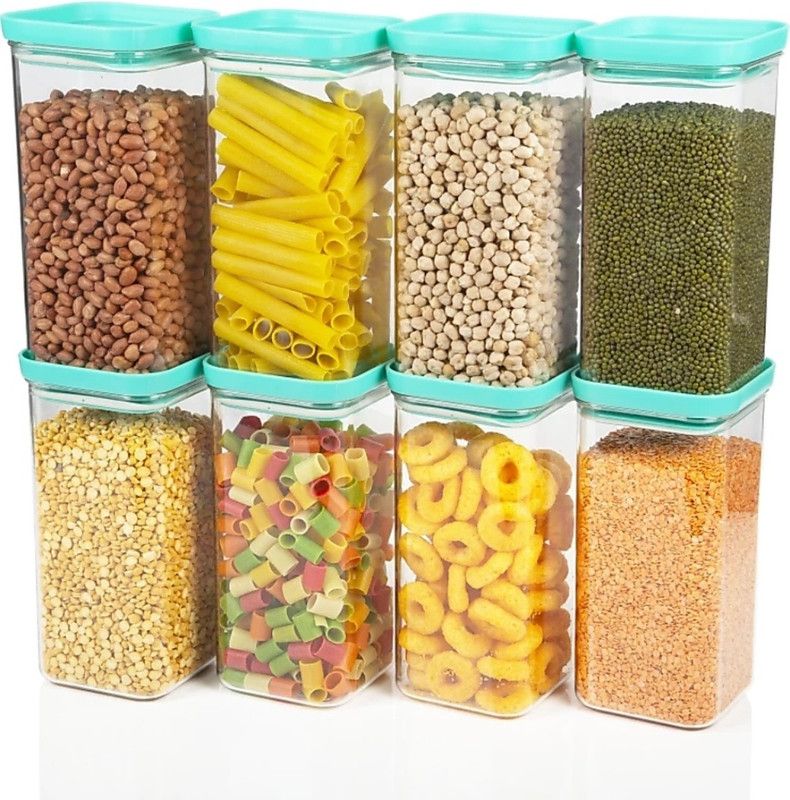 SKYHEART Airtight Modular Kitchen plastic storage,grocery containers - 1500 ml Plastic Grocery Container  (Pack of 8, Blue)